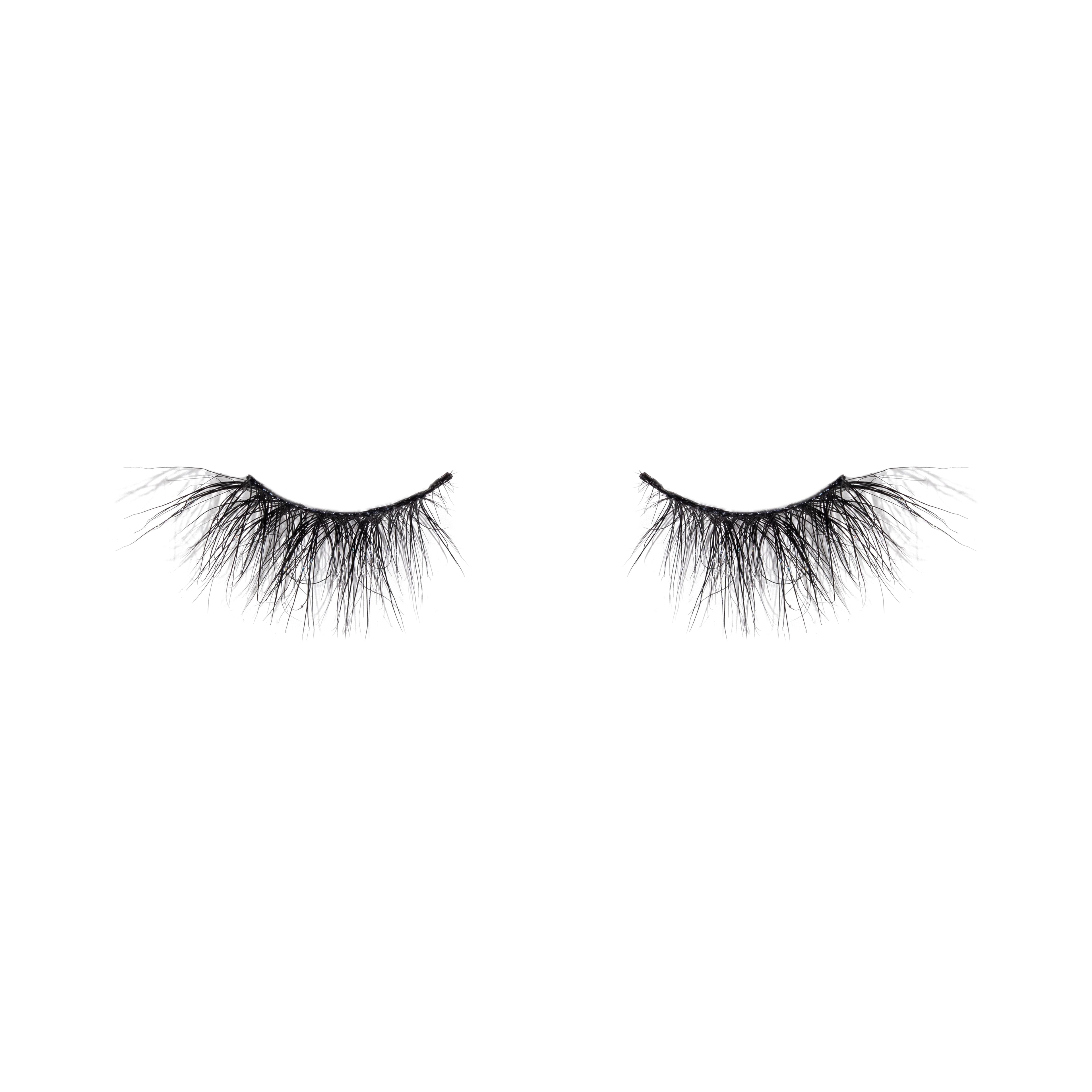 Pair of black false eyelashes on a white background