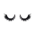Pair of black false eyelashes on a white background