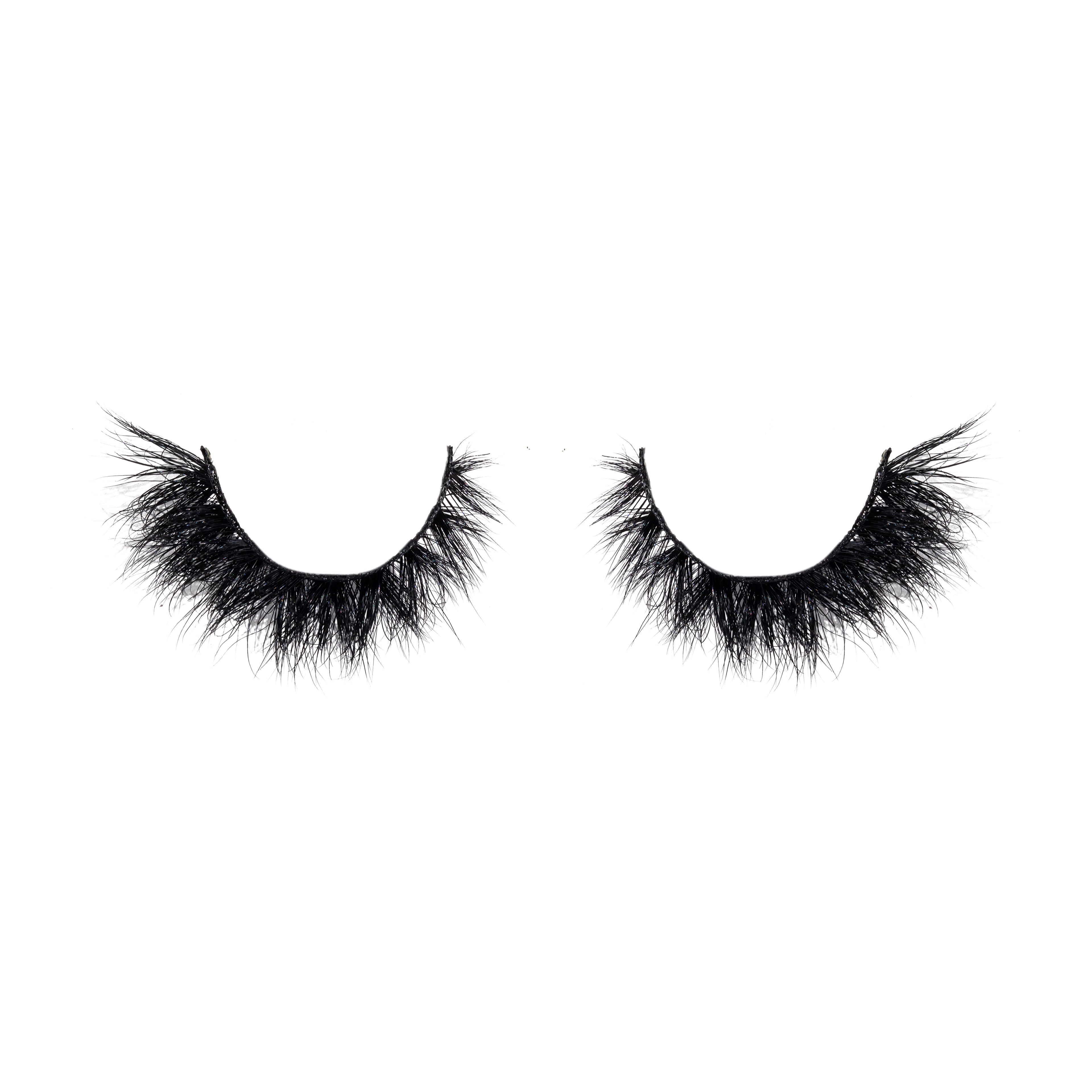 Pair of black false eyelashes on a white background