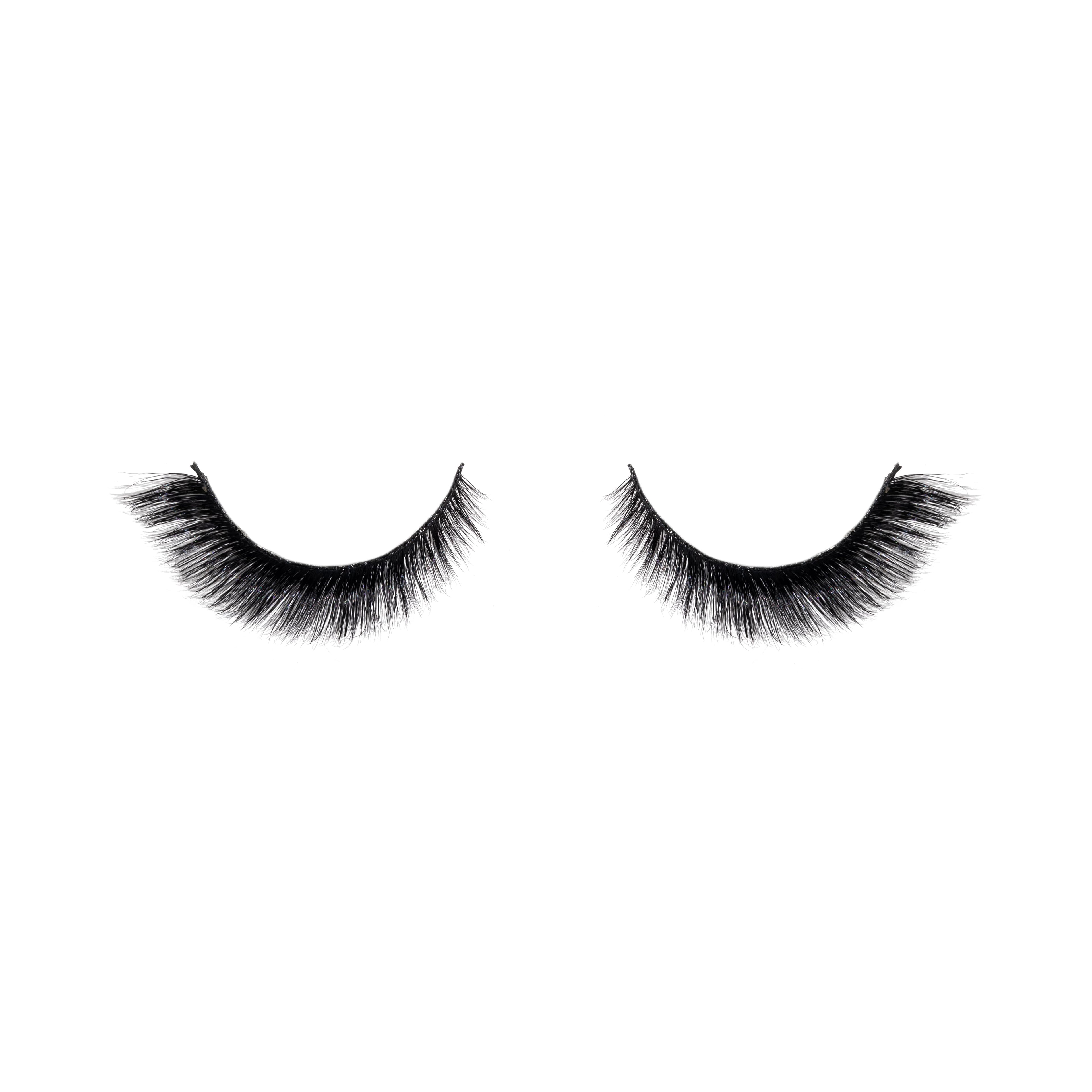 Pair of black false eyelashes on a white background