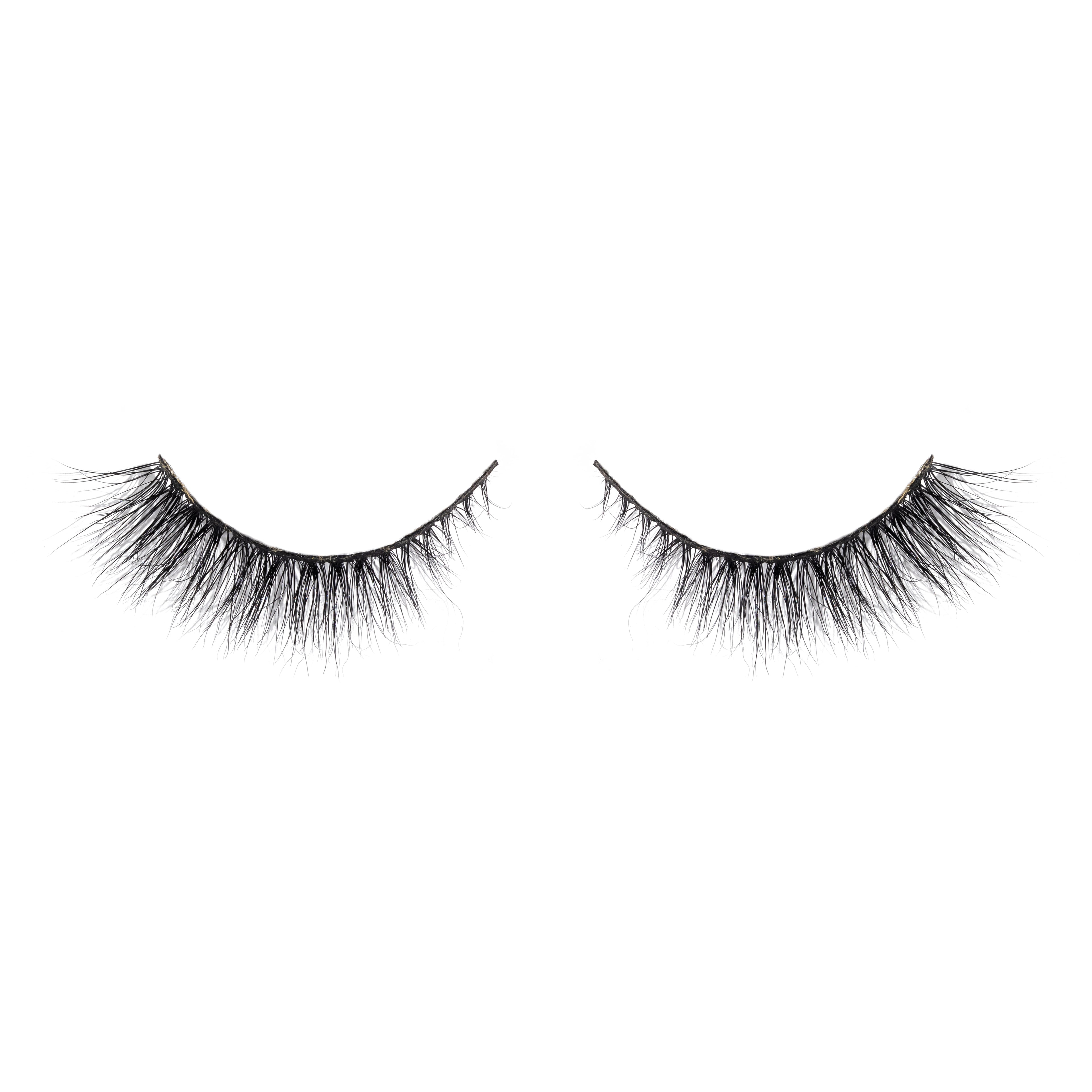 Pair of black false eyelashes on a white background